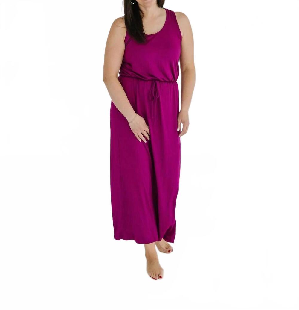 NEW MITTOSHOP kelsey scoop neck racerback tank maxi dress in magenta